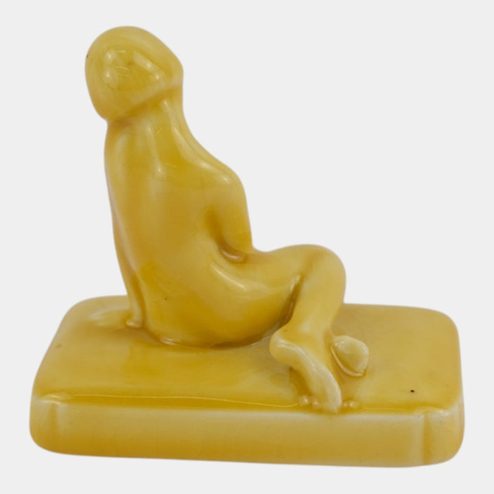 Rookwood 1925 Vintage Art Pottery Yellow Nude Female Paperweight Figurine 2868