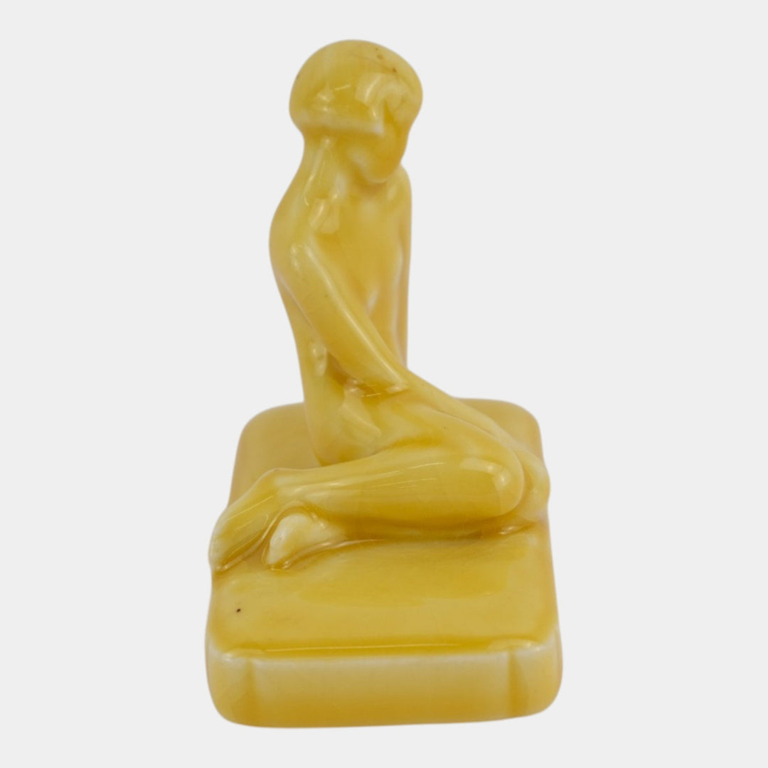 Rookwood 1925 Vintage Art Pottery Yellow Nude Female Paperweight Figurine 2868