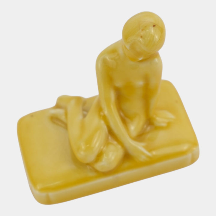 Rookwood 1925 Vintage Art Pottery Yellow Nude Female Paperweight Figurine 2868