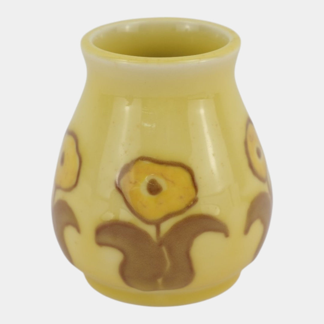 Rookwood 1952 Mid Century Modern Pottery Yellow Floral Ceramic Vase Holtkamp