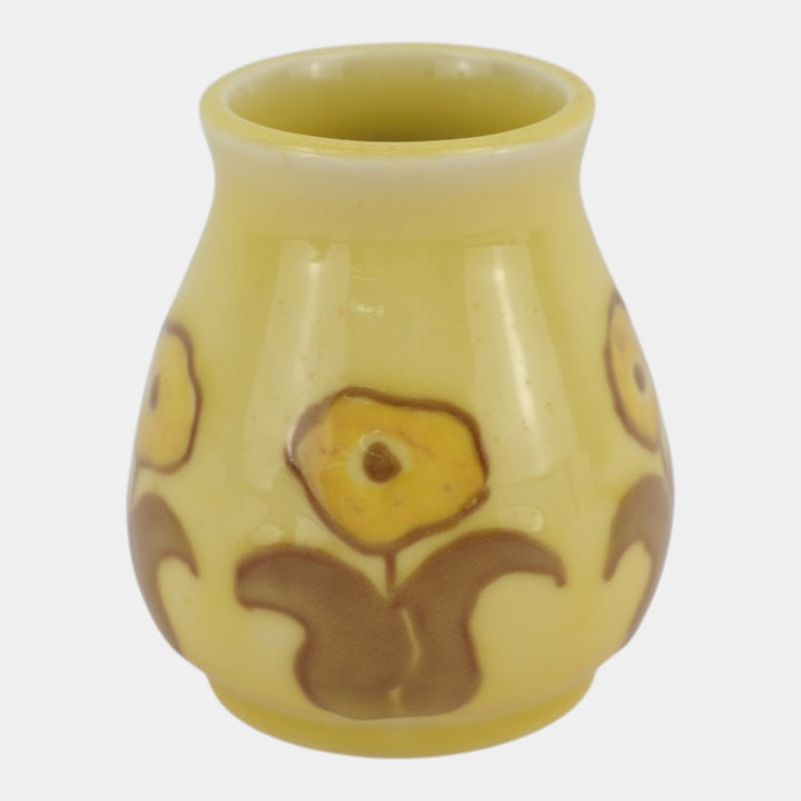 Rookwood 1952 Mid Century Modern Pottery Yellow Floral Ceramic Vase Holtkamp