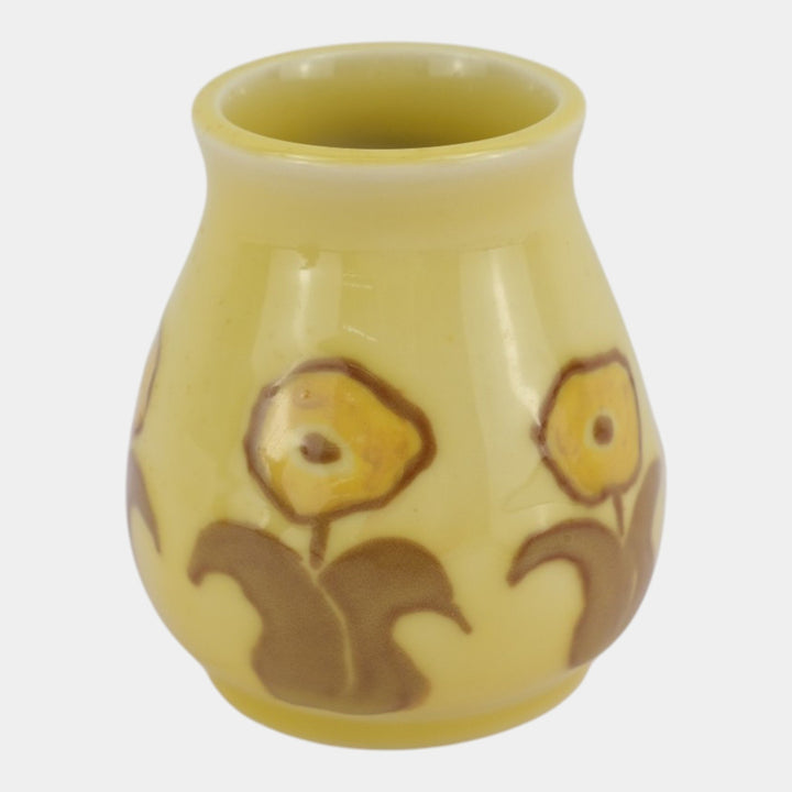 Rookwood 1952 Mid Century Modern Pottery Yellow Floral Ceramic Vase Holtkamp