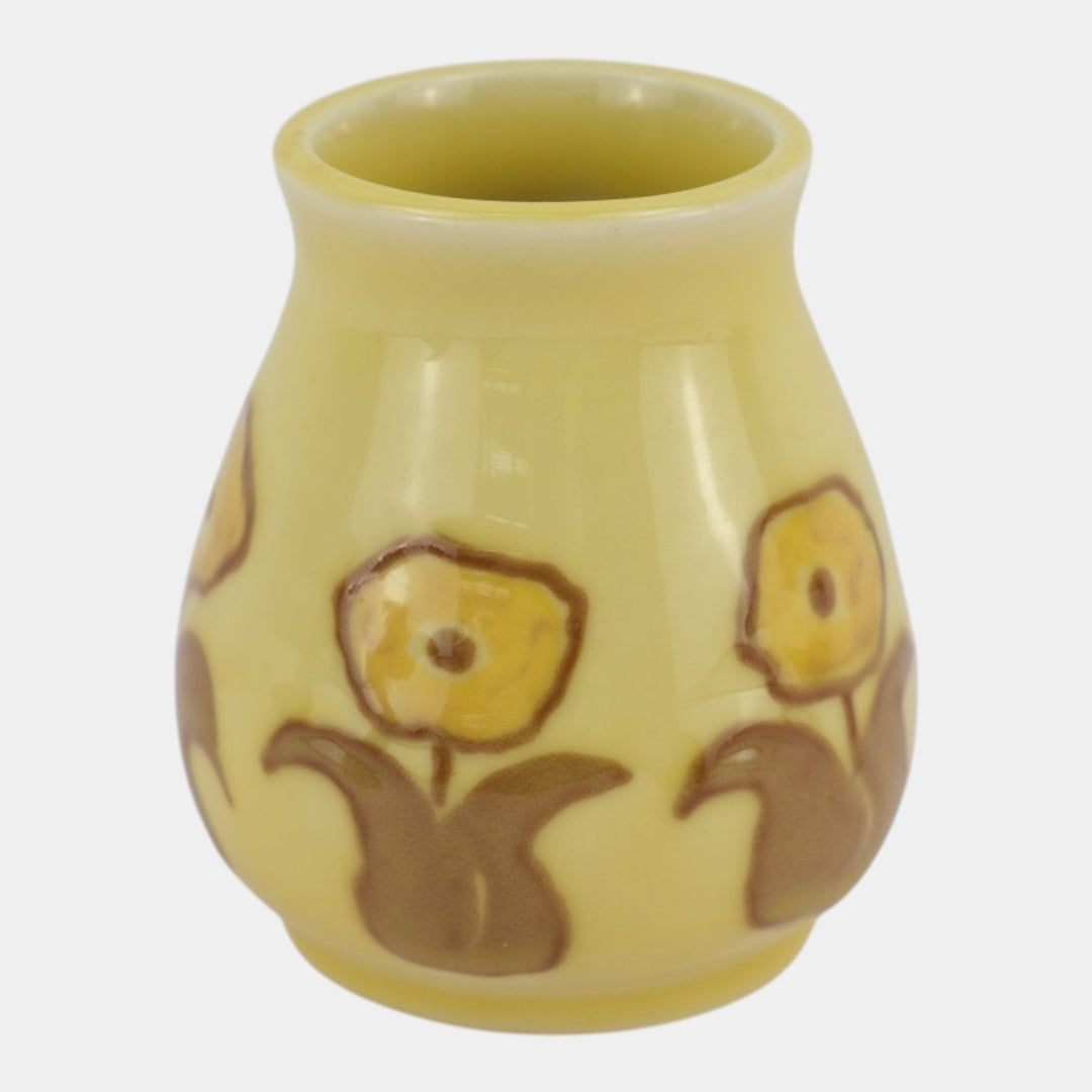 Rookwood 1952 Mid Century Modern Pottery Yellow Floral Ceramic Vase Holtkamp