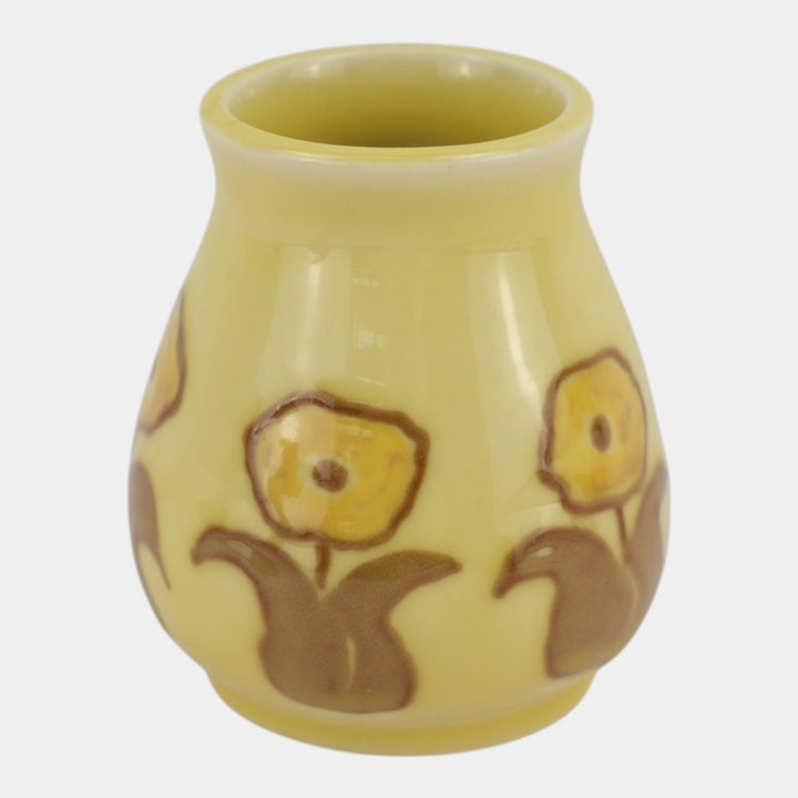 Rookwood 1952 Mid Century Modern Pottery Yellow Floral Ceramic Vase Holtkamp