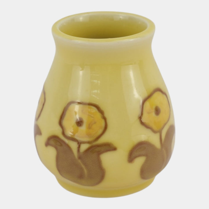 Rookwood 1952 Mid Century Modern Pottery Yellow Floral Ceramic Vase Holtkamp