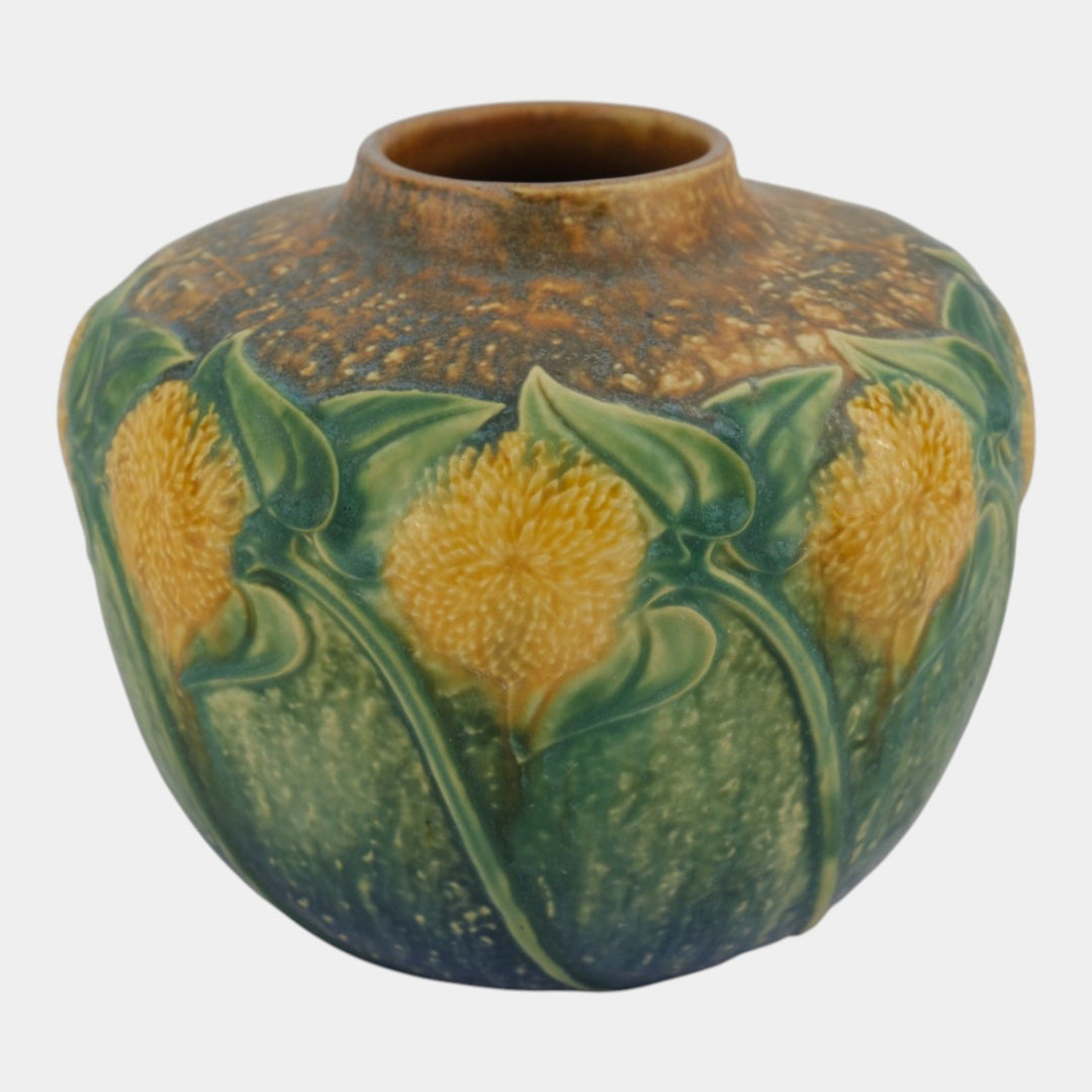 Roseville Sunflower 1930 Vintage Arts Pottery Ceramic Vase 488-6