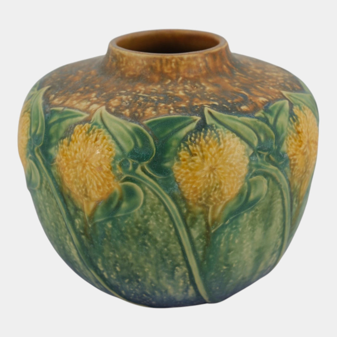Roseville Sunflower 1930 Vintage Arts Pottery Ceramic Vase 488-6