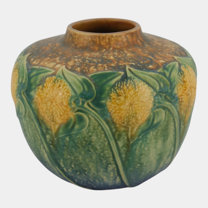 Roseville Sunflower 1930 Vintage Arts Pottery Ceramic Vase 488-6