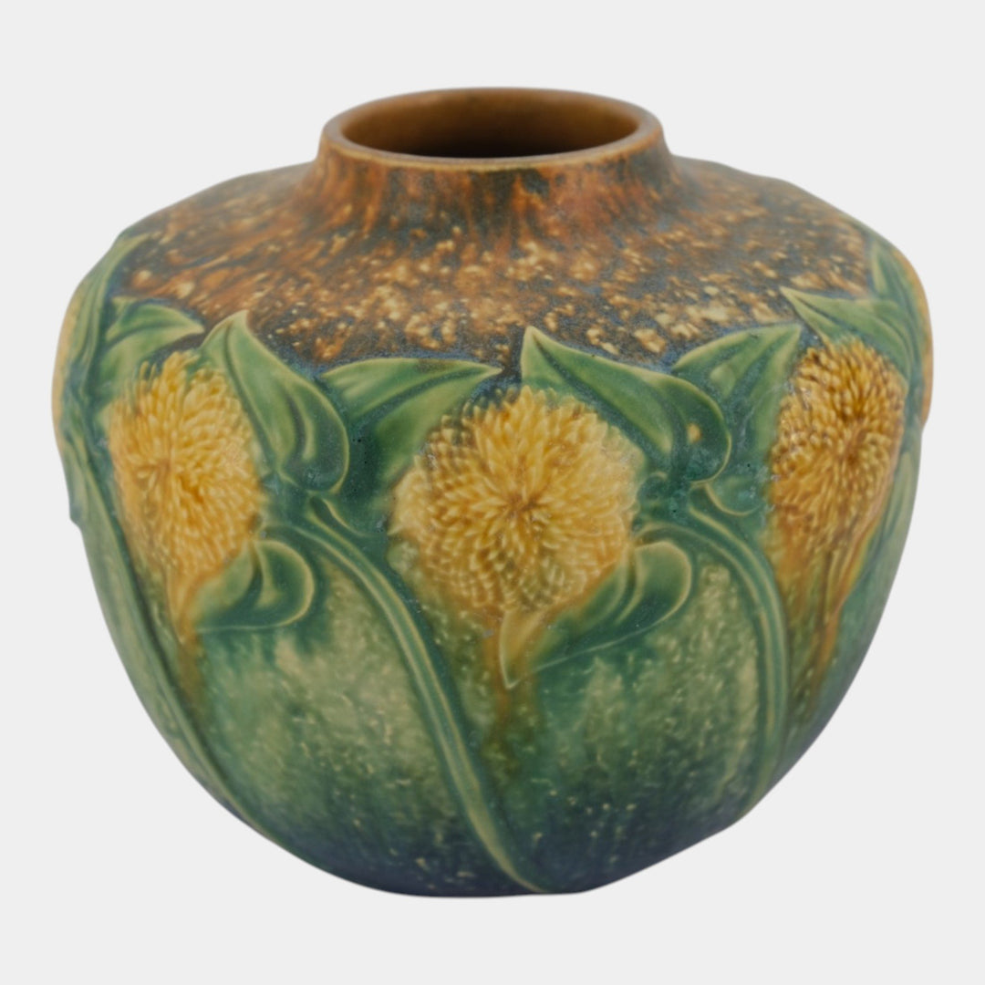 Roseville Sunflower 1930 Vintage Arts Pottery Ceramic Vase 488-6