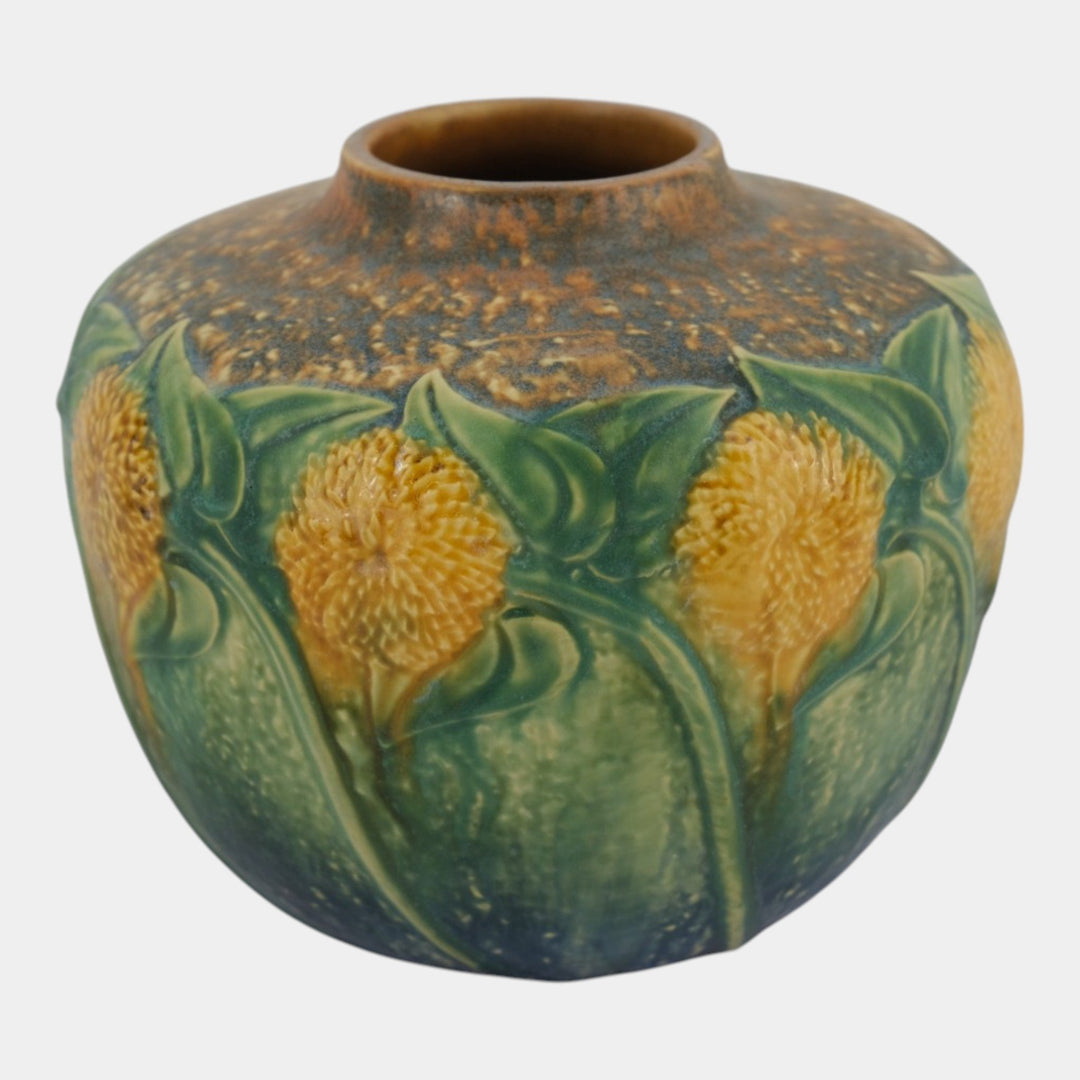 Roseville Sunflower 1930 Vintage Arts Pottery Ceramic Vase 488-6