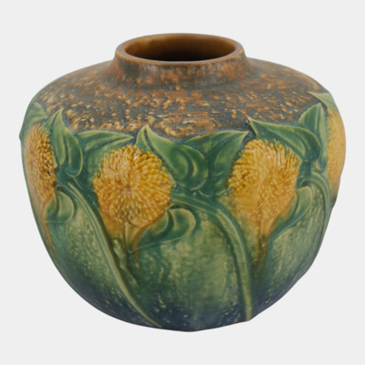 Roseville Sunflower 1930 Vintage Arts Pottery Ceramic Vase 488-6