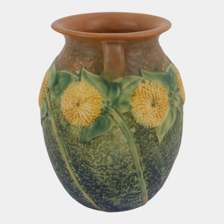 Roseville Sunflower 1930 Vintage Art Pottery Ceramic Vase 491-8