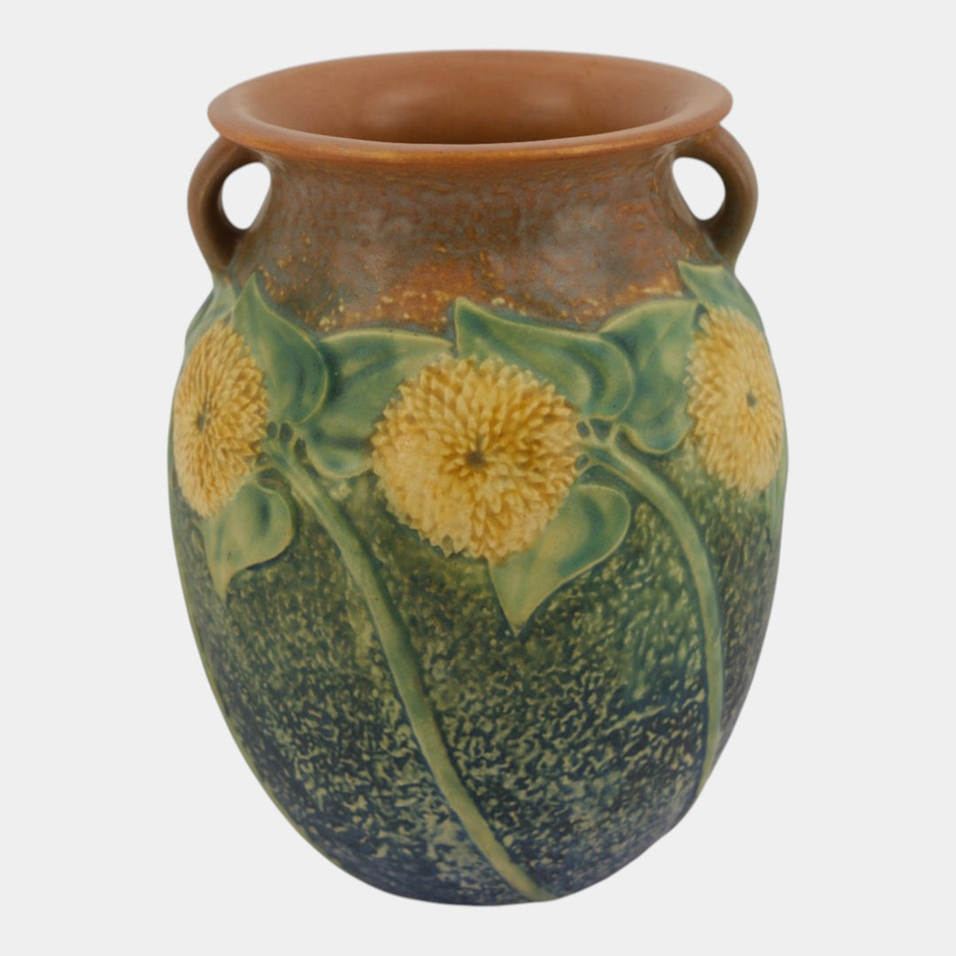 Roseville Sunflower 1930 Vintage Art Pottery Ceramic Vase 491-8