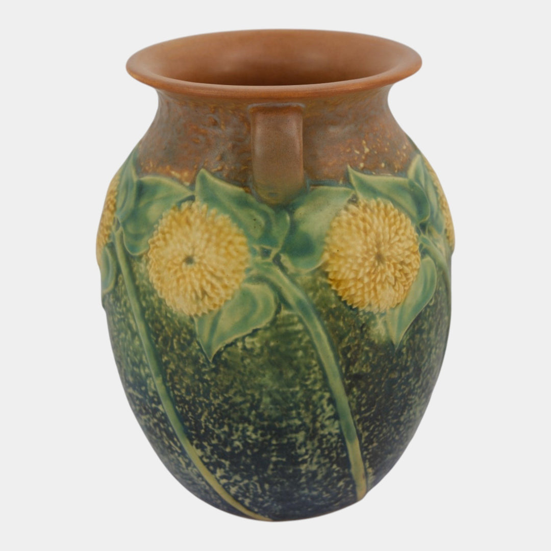 Roseville Sunflower 1930 Vintage Art Pottery Ceramic Vase 491-8