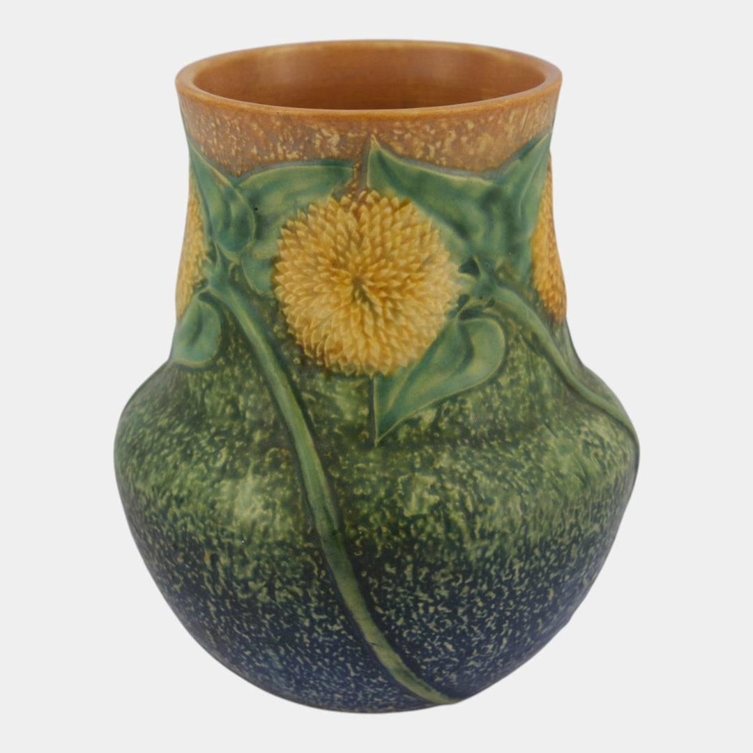 Roseville Sunflower 1930 Vintage Art Pottery Ceramic Vase 490-8
