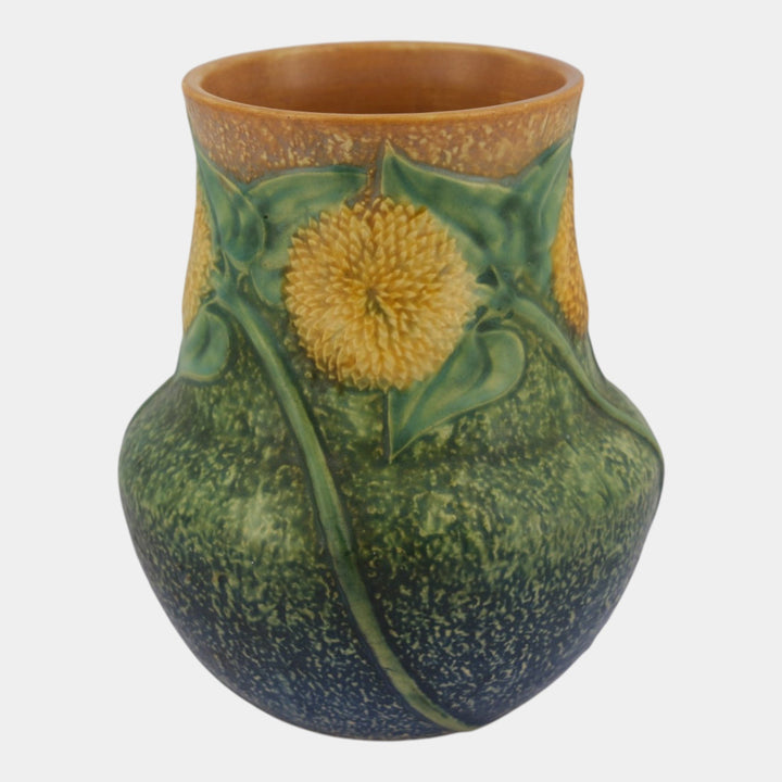 Roseville Sunflower 1930 Vintage Art Pottery Ceramic Vase 490-8
