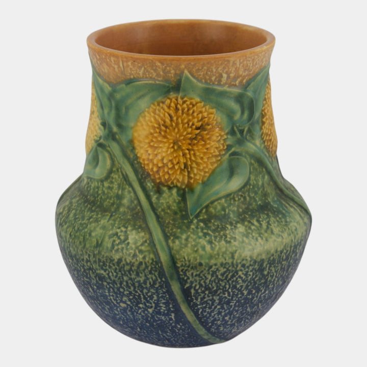 Roseville Sunflower 1930 Vintage Art Pottery Ceramic Vase 490-8