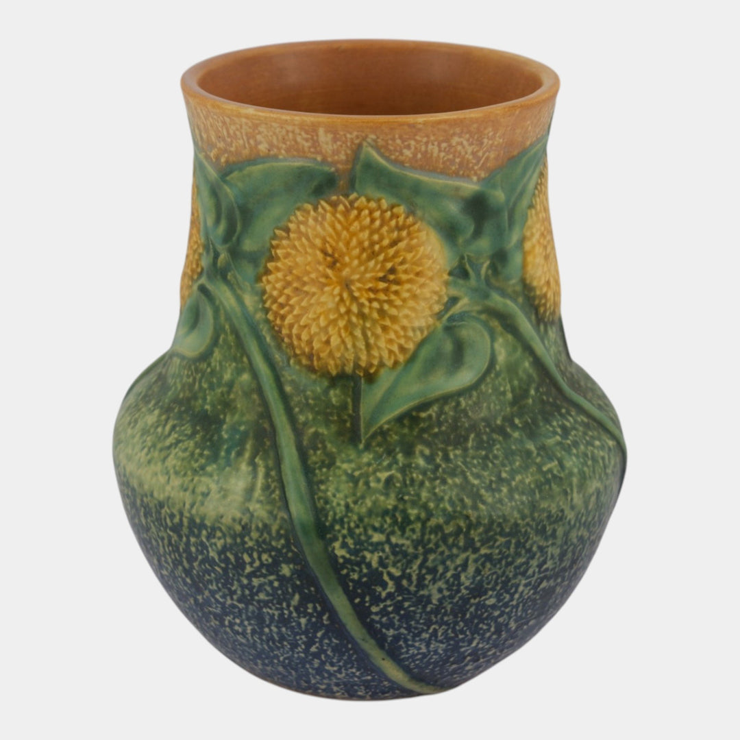 Roseville Sunflower 1930 Vintage Art Pottery Ceramic Vase 490-8
