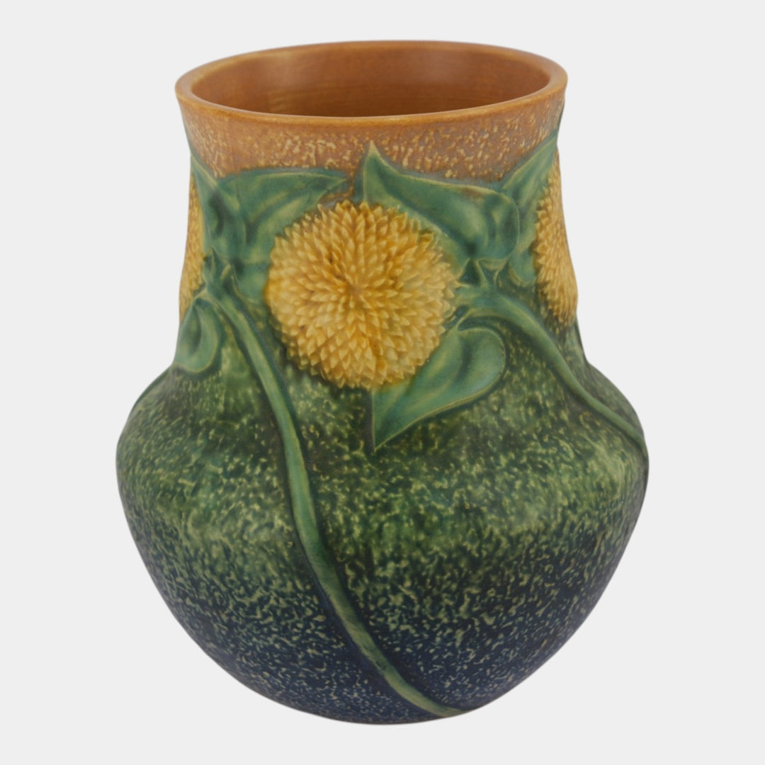 Roseville Sunflower 1930 Vintage Art Pottery Ceramic Vase 490-8