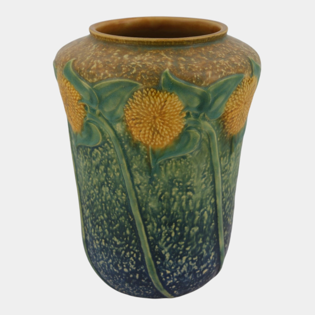Roseville Sunflower 1930 Vintage Art Pottery Ceramic Vase 492-10