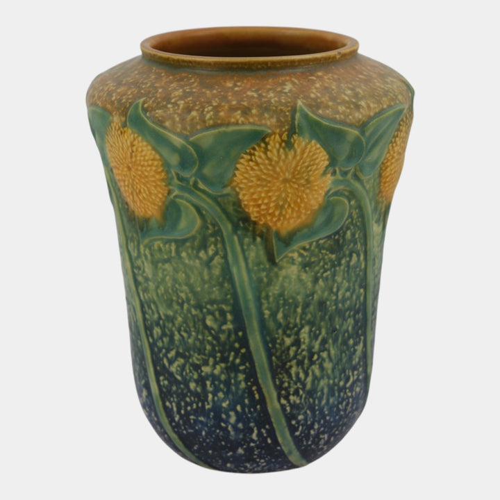 Roseville Sunflower 1930 Vintage Art Pottery Ceramic Vase 492-10
