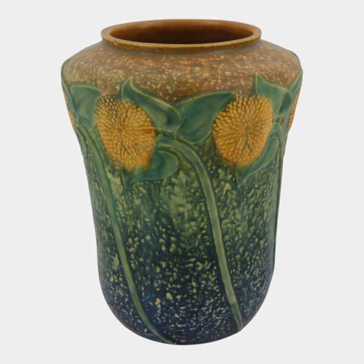 Roseville Sunflower 1930 Vintage Art Pottery Ceramic Vase 492-10