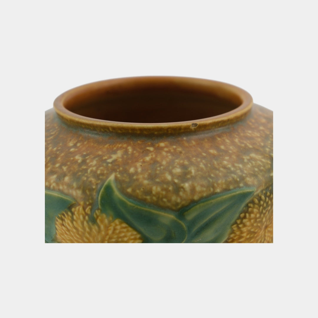 Roseville Sunflower 1930 Vintage Art Pottery Ceramic Vase 492-10