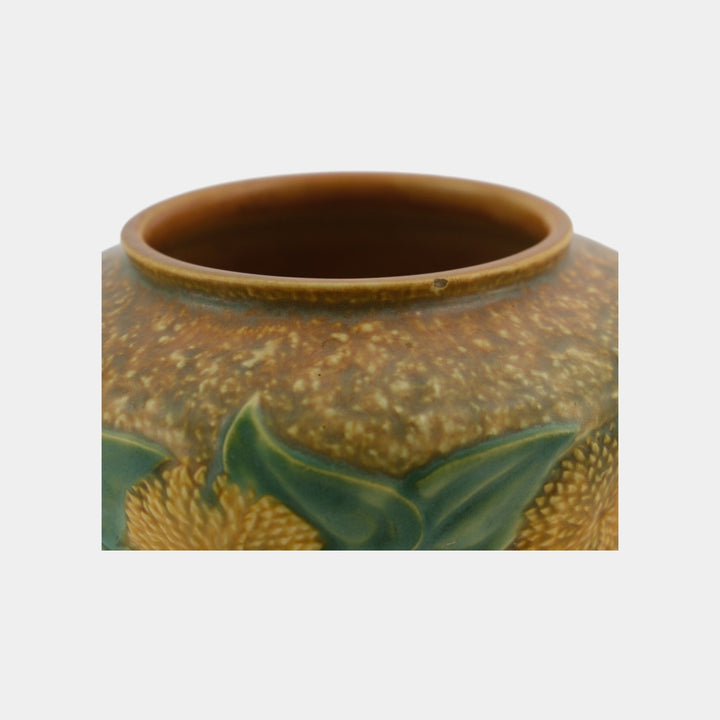 Roseville Sunflower 1930 Vintage Art Pottery Ceramic Vase 492-10