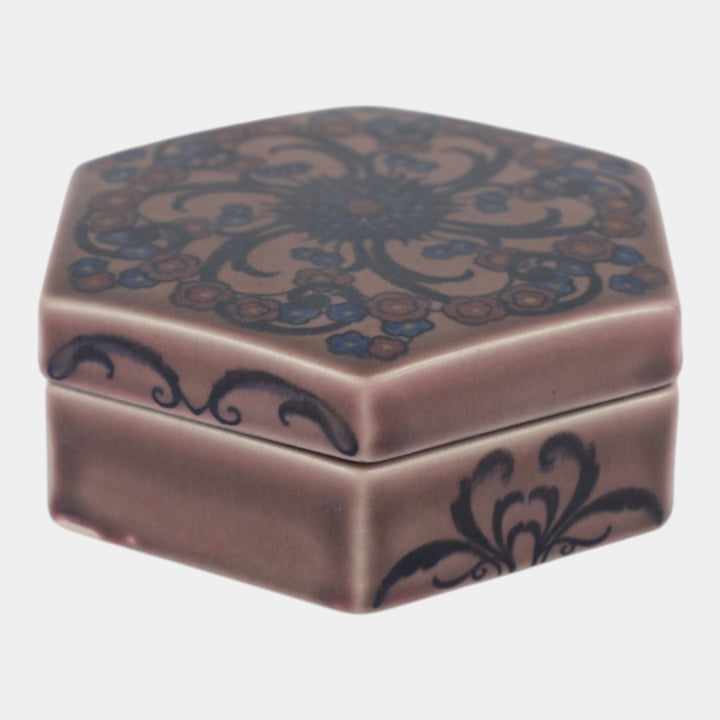 Rookwood 1923 Vintage Art Deco Pottery Purple Floral Ceramic Covered Box 2660D