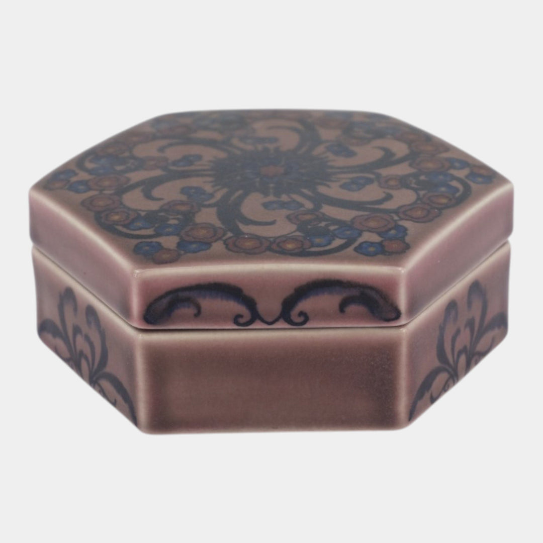 Rookwood 1923 Vintage Art Deco Pottery Purple Floral Ceramic Covered Box 2660D