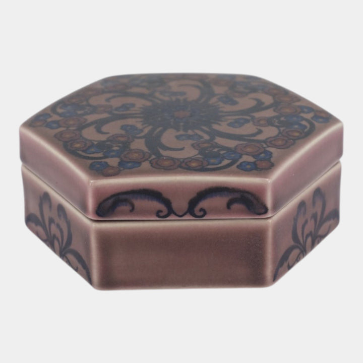 Rookwood 1923 Vintage Art Deco Pottery Purple Floral Ceramic Covered Box 2660D