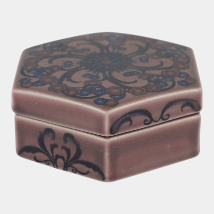 Rookwood 1923 Vintage Art Deco Pottery Purple Floral Ceramic Covered Box 2660D