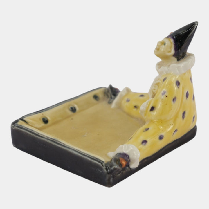 Rookwood 1928 Vintage Art Pottery Yellow Figural Clown Jester Tray 6026
