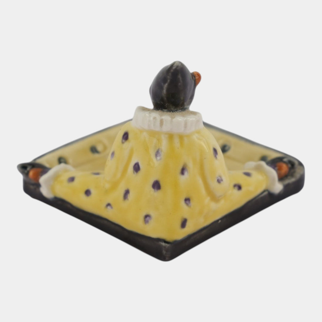 Rookwood 1928 Vintage Art Pottery Yellow Figural Clown Jester Tray 6026