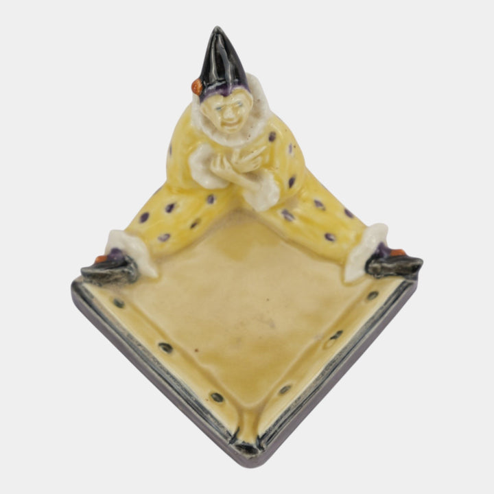 Rookwood 1928 Vintage Art Pottery Yellow Figural Clown Jester Tray 6026