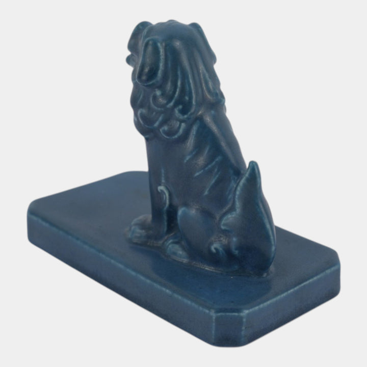 Rookwood 1924 Vintage Art Pottery Blue Foo Dog Ceramic Paperweight Figurine 2747