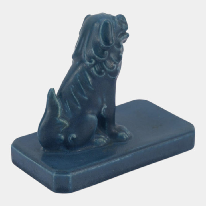 Rookwood 1924 Vintage Art Pottery Blue Foo Dog Ceramic Paperweight Figurine 2747