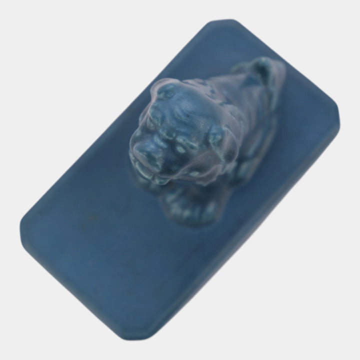 Rookwood 1924 Vintage Art Pottery Blue Foo Dog Ceramic Paperweight Figurine 2747