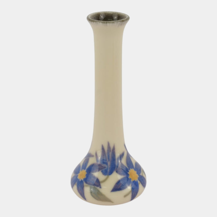Rookwood 1927 Vintage Art Deco Pottery White Blue Floral Vase 2309 Wilcox