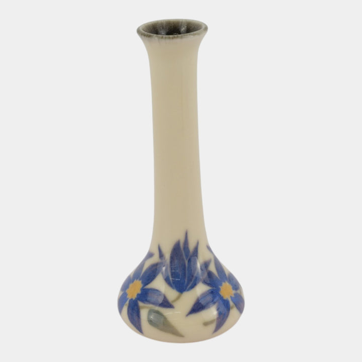 Rookwood 1927 Vintage Art Deco Pottery White Blue Floral Vase 2309 Wilcox
