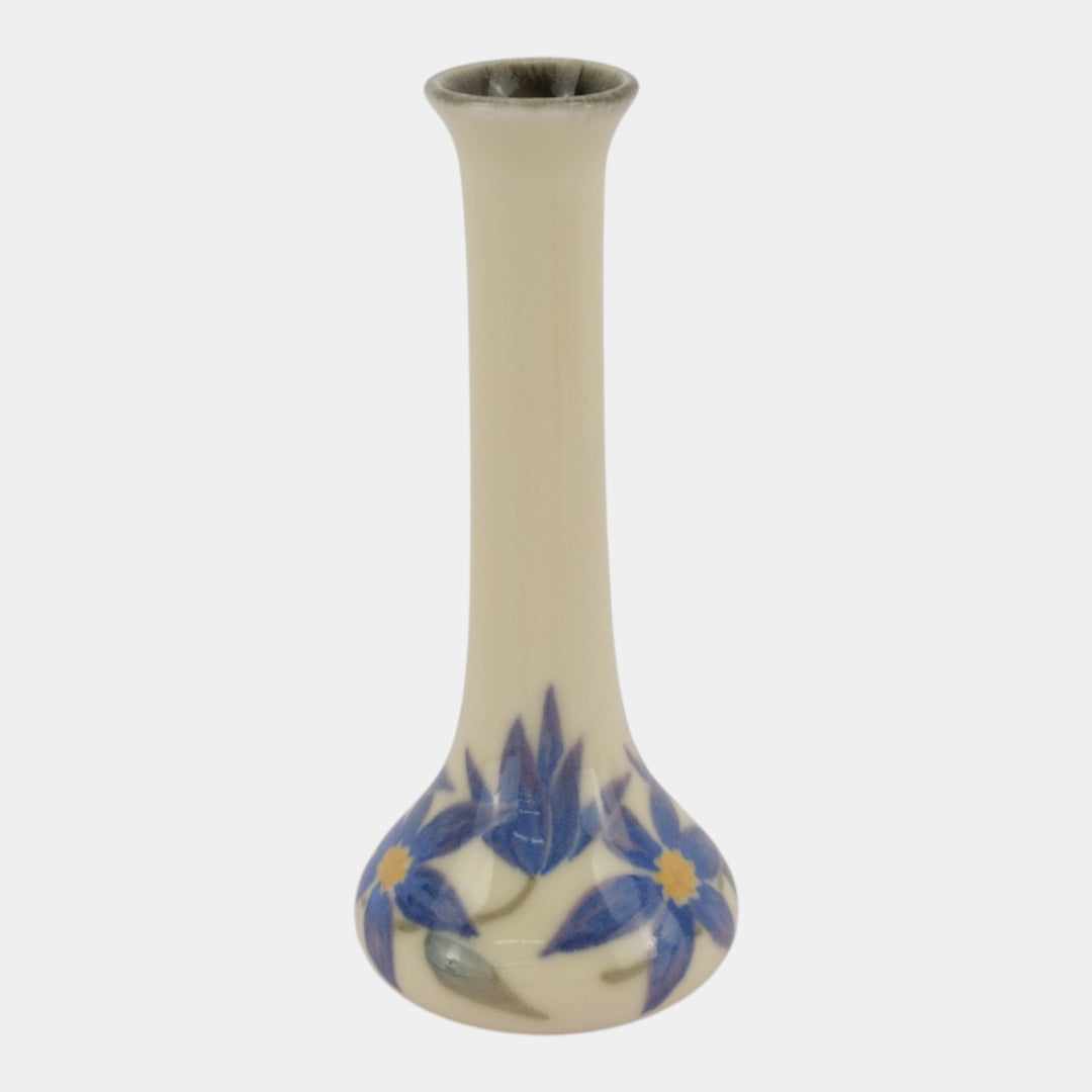 Rookwood 1927 Vintage Art Deco Pottery White Blue Floral Vase 2309 Wilcox
