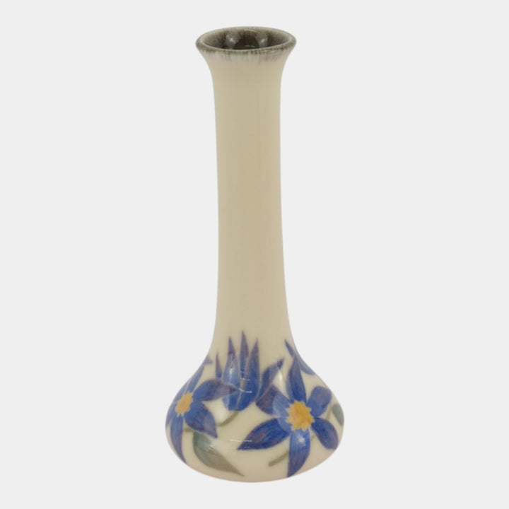 Rookwood 1927 Vintage Art Deco Pottery White Blue Floral Vase 2309 Wilcox