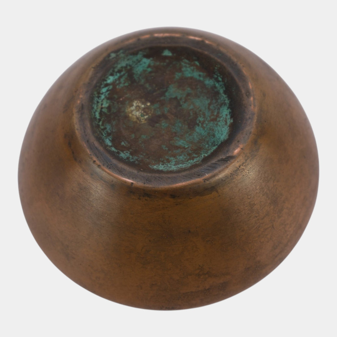 Clewell Pottery Copper Clad Arts and Crafts Geometric Decorated Low Bowl Vase