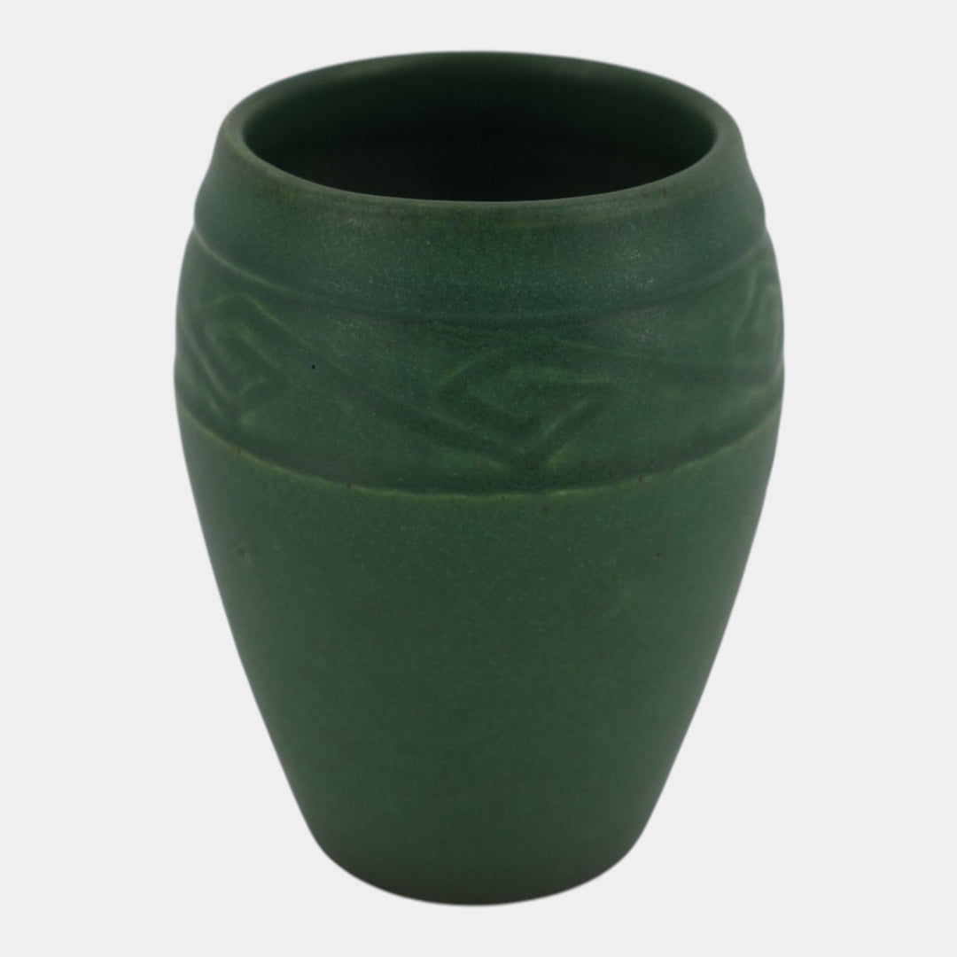 Rookwood 1909 Arts And Crafts Pottery Matte Green Geometric Band Vase 942E