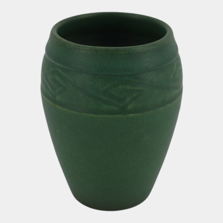 Rookwood 1909 Arts And Crafts Pottery Matte Green Geometric Band Vase 942E