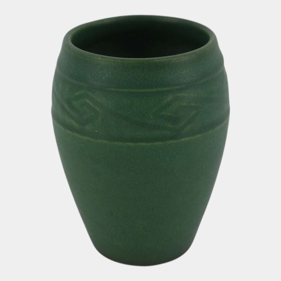 Rookwood 1909 Arts And Crafts Pottery Matte Green Geometric Band Vase 942E