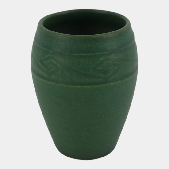Rookwood 1909 Arts And Crafts Pottery Matte Green Geometric Band Vase 942E