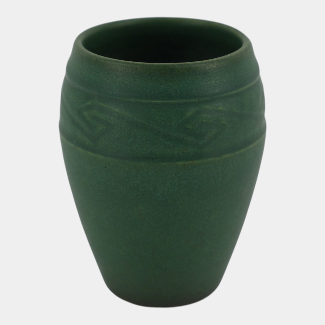 Rookwood 1909 Arts And Crafts Pottery Matte Green Geometric Band Vase 942E