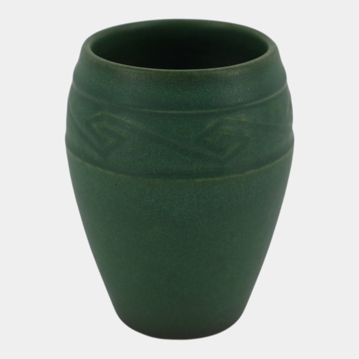 Rookwood 1909 Arts And Crafts Pottery Matte Green Geometric Band Vase 942E