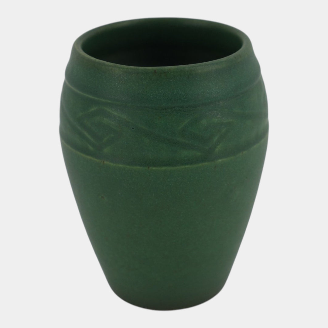 Rookwood 1909 Arts And Crafts Pottery Matte Green Geometric Band Vase 942E